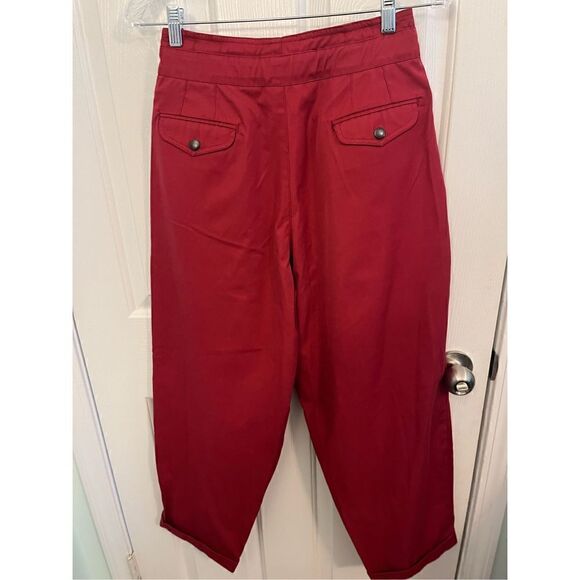 Vintage 90's Red Pleated High Waisted Chino Pants with Belt. Size 9/10 - Picture 7 of 7